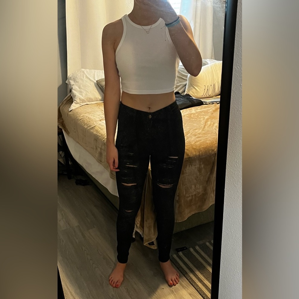 Never Worn Size 3 Fashion Nova Ripped Black Jeans